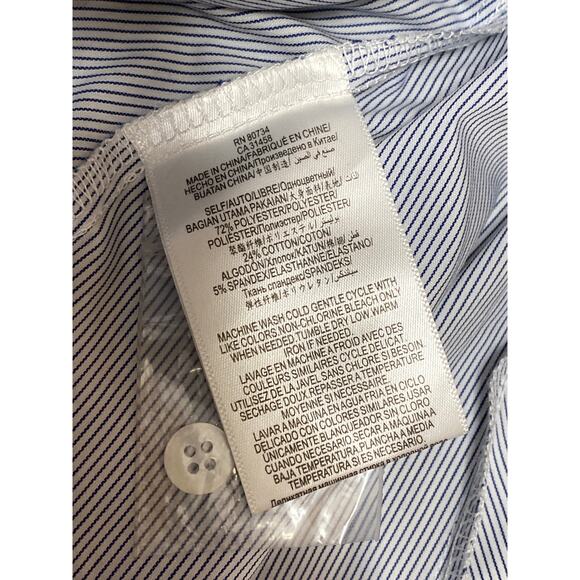 BCBGeneration Blue Striped Long Sleeve Button Up Fit & Flare Mini Dress Size 0 - Picture 4 of 4